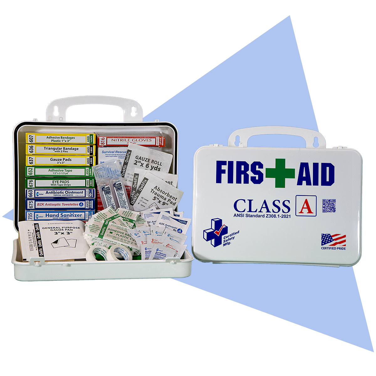 ANSI Z308.1-2021 Class A First Aid Kit – 115 Piece – White Poly Case