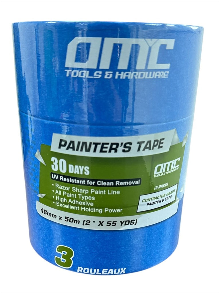 2" x 55 YDS Contractor Grade Blue Painter’s Tape – 48MM x 50M (8 x 3‑Packs per Case)