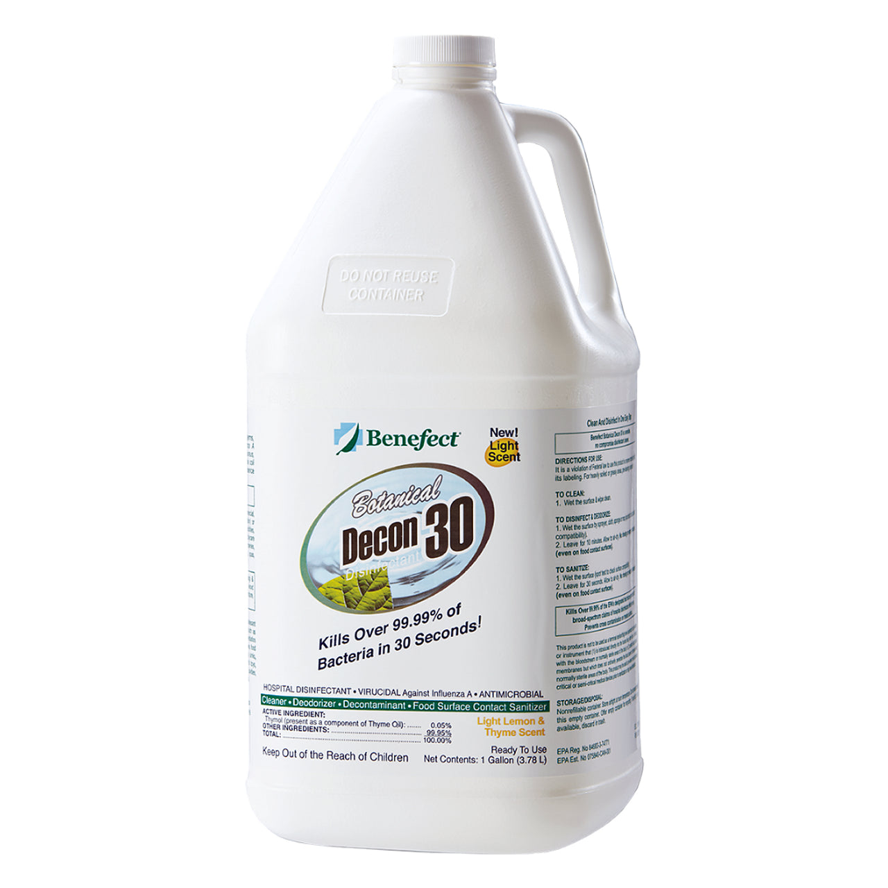 Benefect Decon 30 – Botanical Disinfectant Cleaner (1 Gal Jugs, Case of 4)