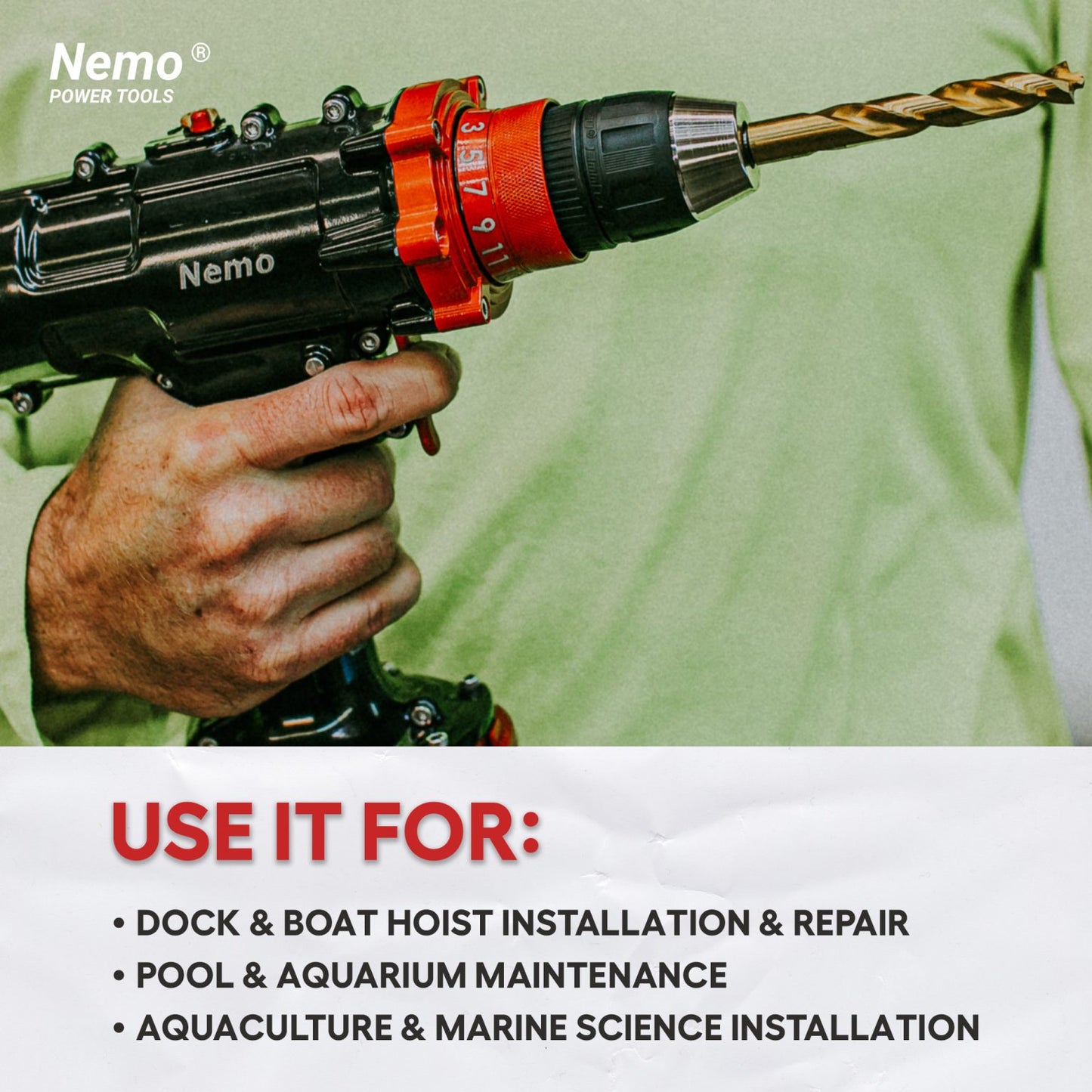 NEMO® Waterproof Drill (5M / 16.4 ft Submersible) – 18V Cordless
