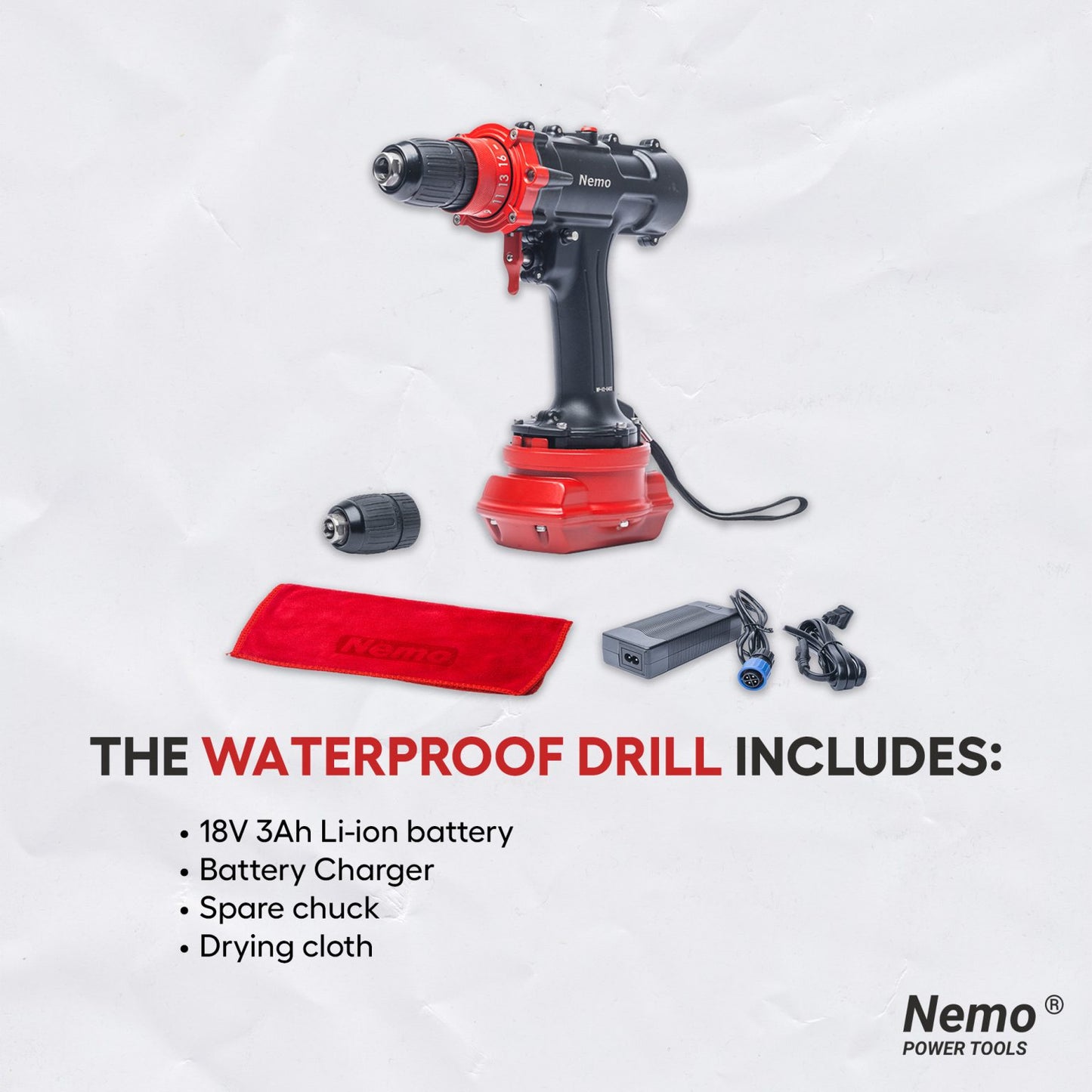 NEMO® Waterproof Drill (5M / 16.4 ft Submersible) – 18V Cordless