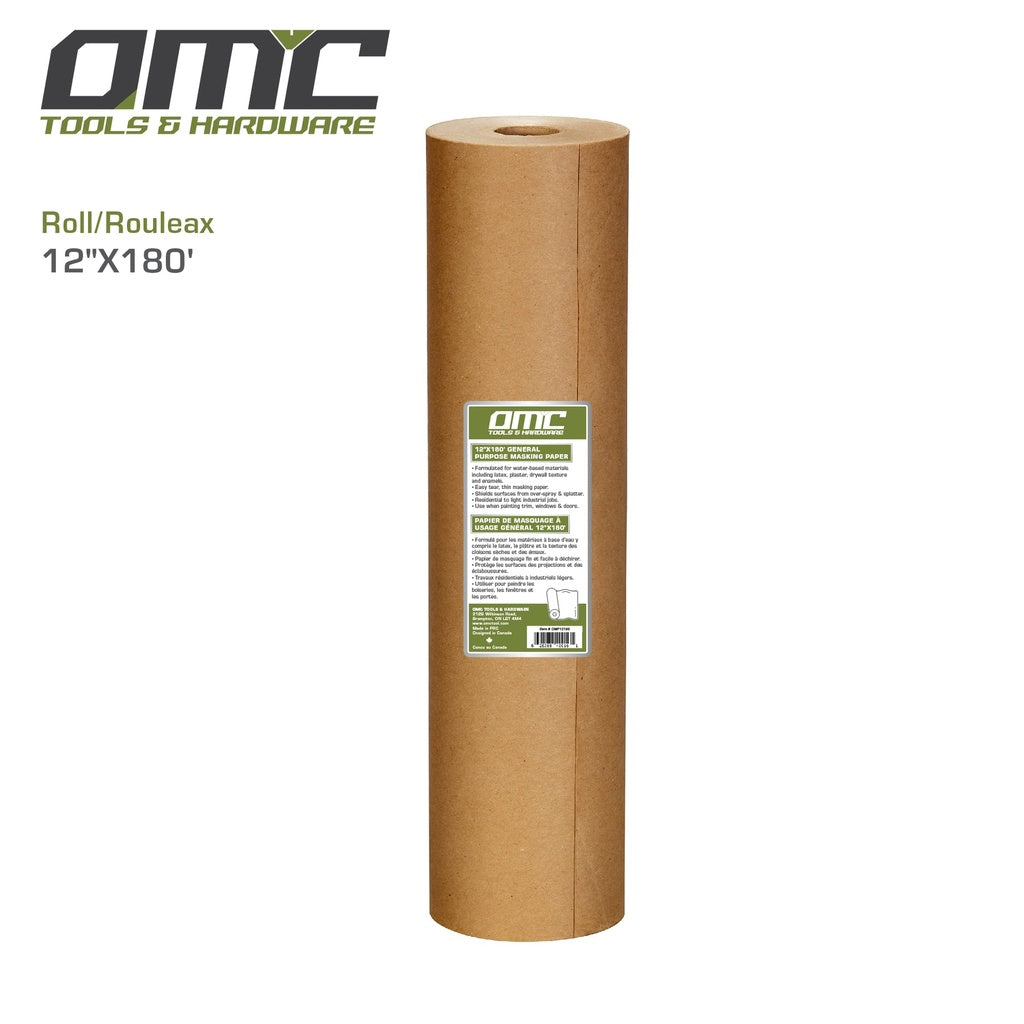 12" x 180' Masking Paper Roll – General Purpose Paint & Prep Paper (12 Rolls per Carton)