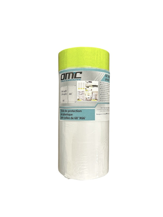68" x 66' Pre‑Taped Plastic Drop Cloth – 170CM x 20M (25 Rolls per Case)