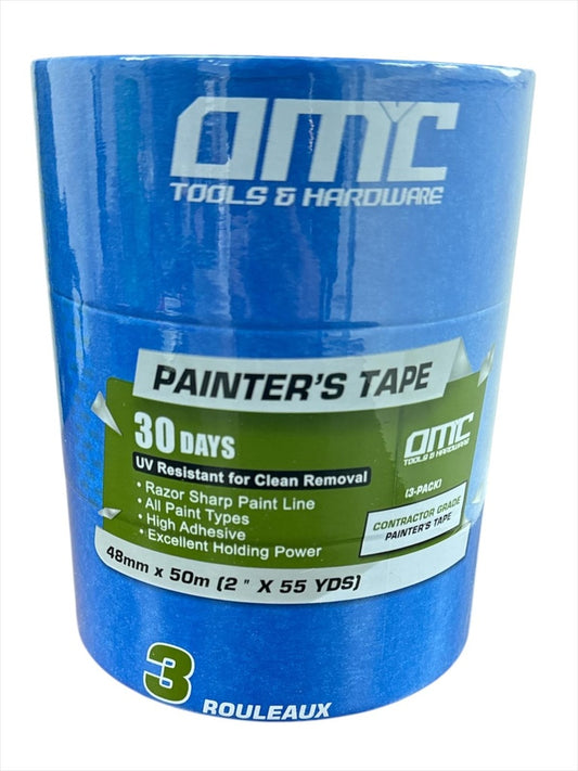 2" x 55 YDS Contractor Grade Blue Painter’s Tape – 48MM x 50M (8 x 3‑Packs per Case)